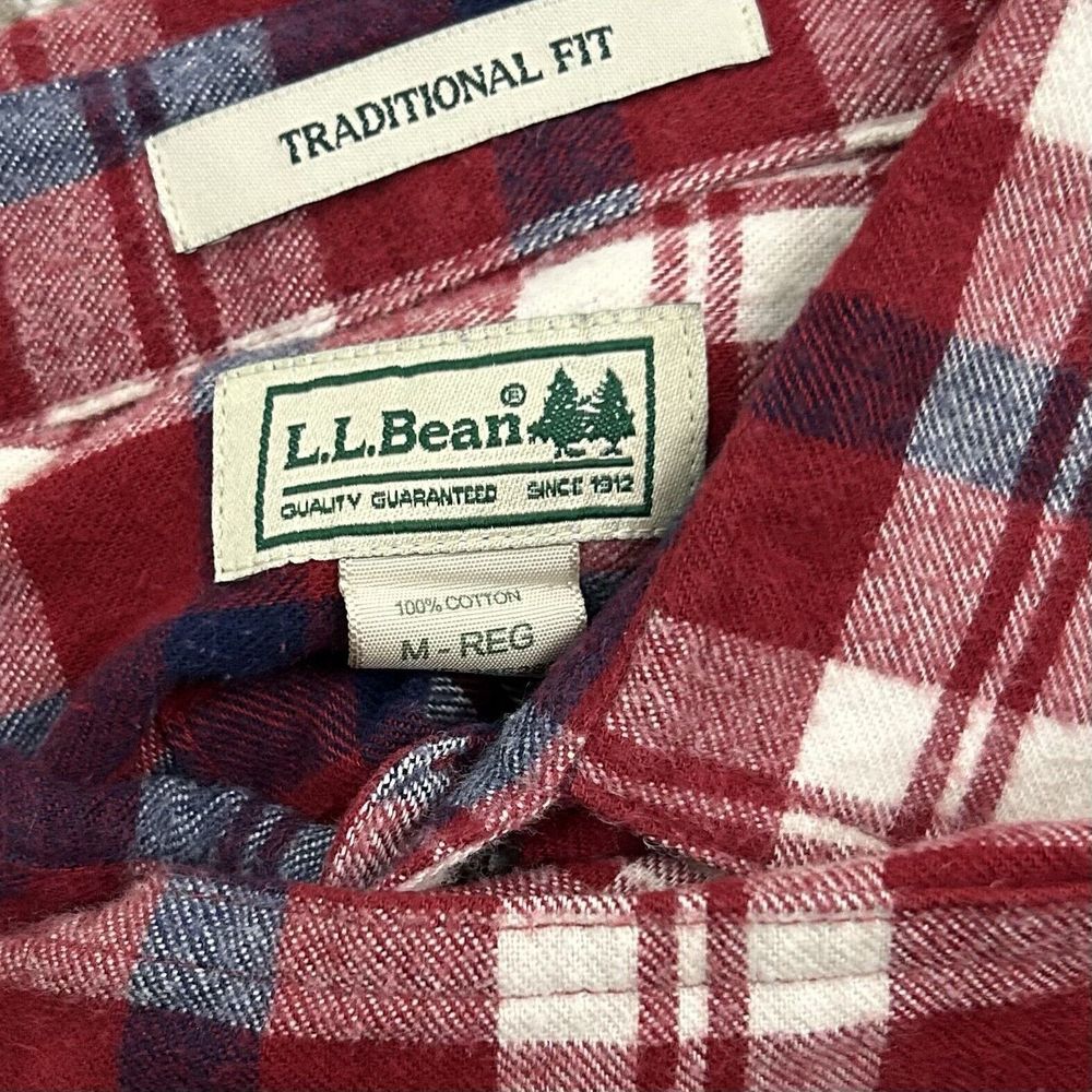 L.L‎ Bean Long Sleeve Soft Flannel Shirt Multicolor Plaid Cotton Men's Size M
